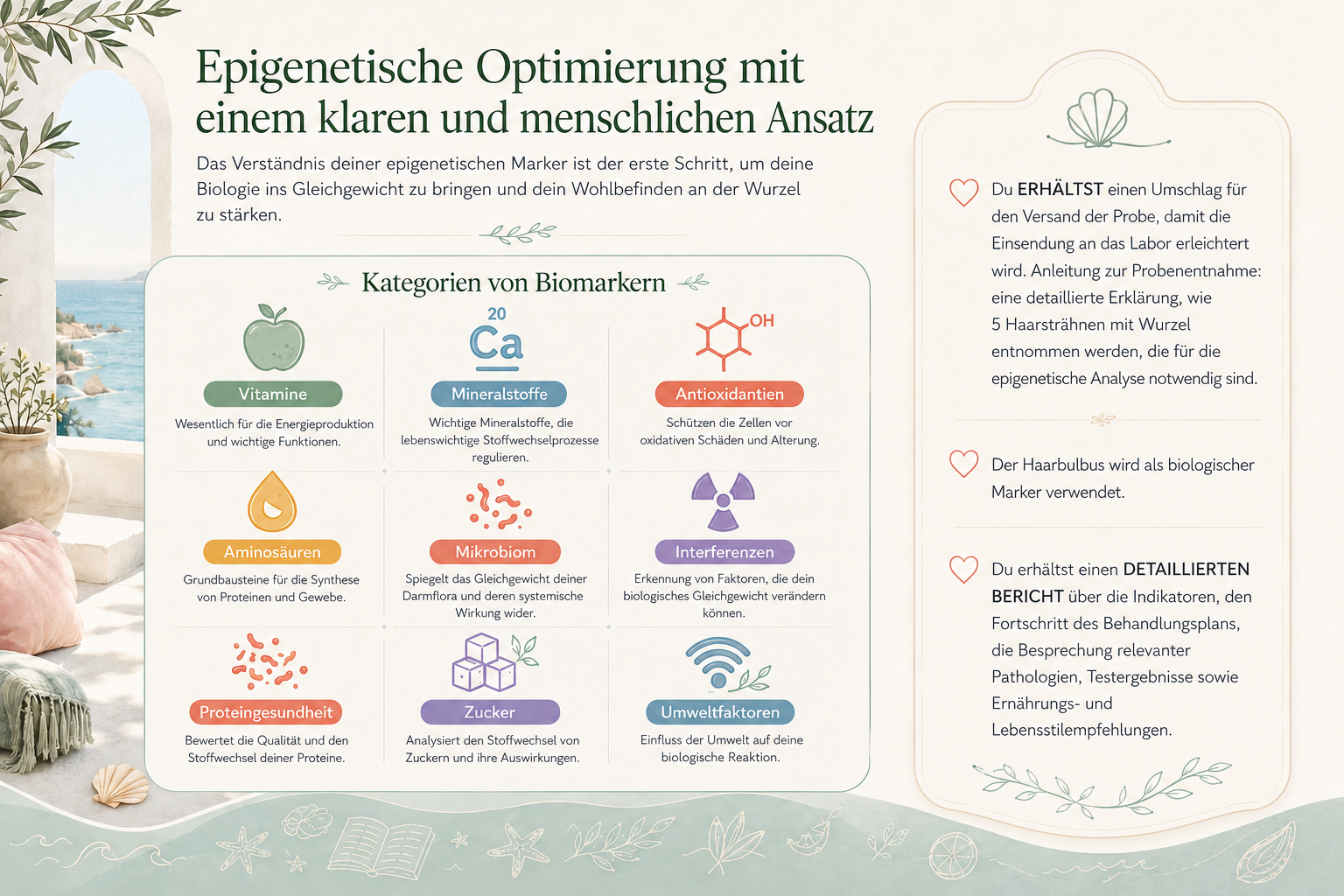 Epigenetik-Bericht auf Deutsch und Kategorien von Biomarkern